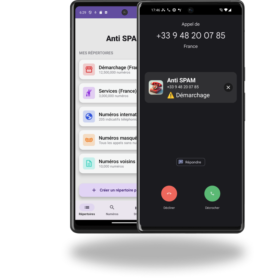 Illustration de l'application Anti SPAM sur Android